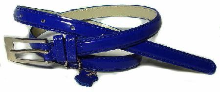 .5 Inch Glossy Royal Blue Skinny Belt for Women in Medium