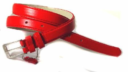 .75 Inch Red Skinny Belt for Women in Large