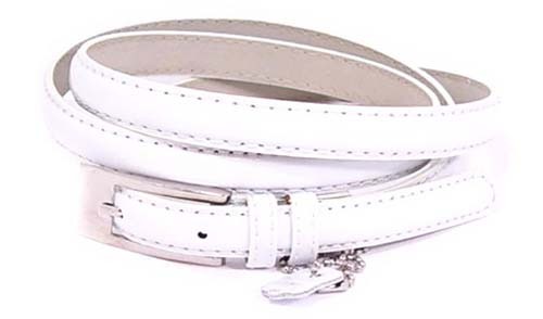 .5 Inch Glossy White Skinny Belt for Women in Small