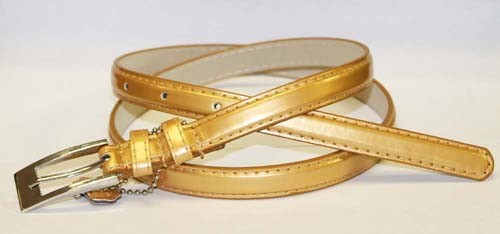 .5 Inch Golden Skinny Belt for Women in Medium