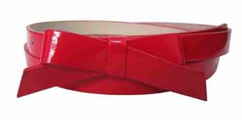 .75 Inch Red Skinny Bow Belt for Women in Large