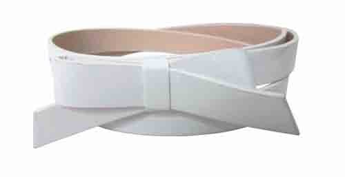.75 Inch White Skinny Bow Belt for Women in Large