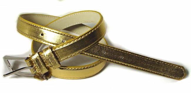 .5 Inch Glossy Gold Skinny Belt for Women in Medium