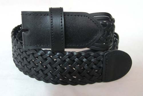 1 1/2" WIDE WHOLESALE BLACK BRAIDED BELT STRAP WITH SNAP CLOSURES, SMALL