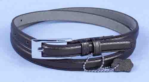 .5 Inch Metallic Bronze Crinkle Skinny Belt for Women in X-Large