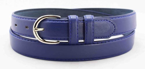 WN-BD148 1 1/4" DRESS BELT WITH DOUBLE KEEPER - BLUE, LARGE (38/40)