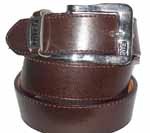 LA-170 BROWN LEATHER JEANS STYLE BELT, SMALL (30/32)