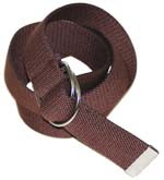WN-150 BROWN 1 1/2" CANVAS BELT W/DOUBLE "D" RING BUCKLE, MEDIUM