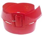 WN-154 RED 2" WIDE PATENT LEATHER FASHION BELTS, MEDIUM (34/36)