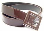 WN-148 BROWN 1 1/4" PATENT LEATHER BELT W/ENAMEL BUCKLE, SMALL (30/32)