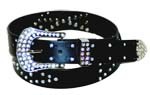 WN-306 BLACK STUDDED LEATHER BELT WITH FANCY BUCKLE, SMALL