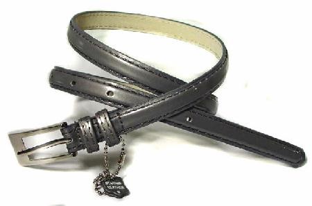 .5 Inch Glossy Gray Skinny Belt for Women in X-Large