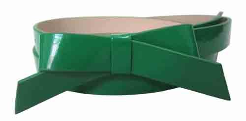 .75 Inch Green Skinny Bow Belt for Women in Large