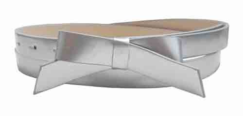.75 Inch Silver Skinny Bow Belt for Women in Large