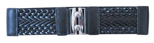 BLACK 3" WIDE STRETCH MATERIAL FASHION BELT FOR WOMEN