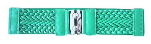 GREEN 3" WIDE STRETCH MATERIAL FASHION BELT FOR WOMEN