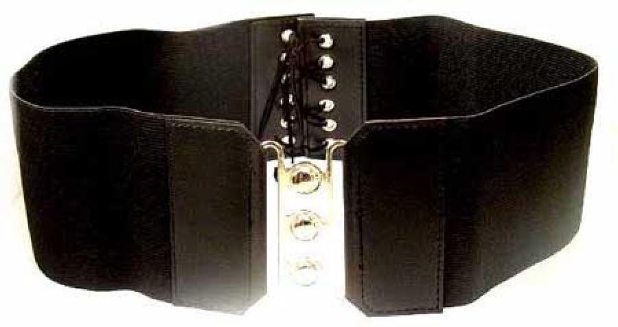 WN-140 Wide 4 inch Corset Elastic Stretch Belt for Women in Black