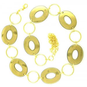 CH-24G LARGE GOLD OVAL RINGS CHAIN BELT MED-LG