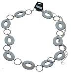 CH-24S LARGE SILVER OVAL RINGS CHAIN BELT SM-MED