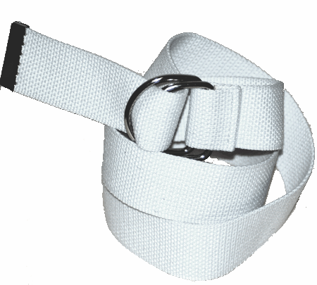 WN-150 WHITE 1 1/2" CANVAS BELT W/DOUBLE "D" RING BUCKLE, X-LARGE