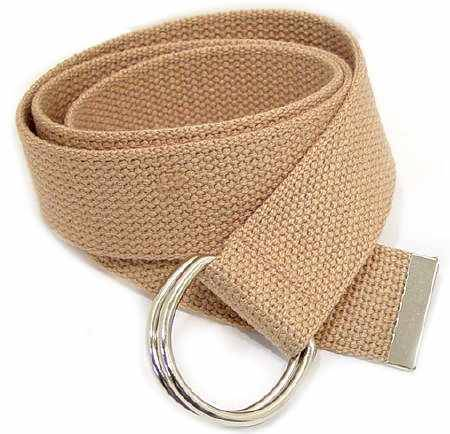 WN-150 TAN 1 1/2" CANVAS BELT W/DOUBLE "D" RING BUCKLE, SMALL
