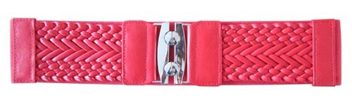 RED 3" WIDE STRETCH MATERIAL FASHION BELT FOR WOMEN