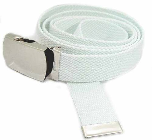 WN-40 WHITE 1.25 INCH MILITARY STYLE BELT WITH BUCKLE