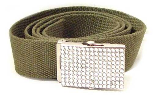WN-BZ30 CANVAS MILITARY STYLE BELT WITH RHINESTONE BUCKLE, OLIVE