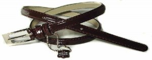 .5 Inch Glossy Brown Skinny Belt for Women in Large