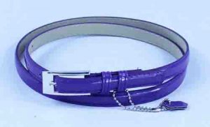 .5 Inch Glossy Deep Purple Skinny Belt for Women in Small